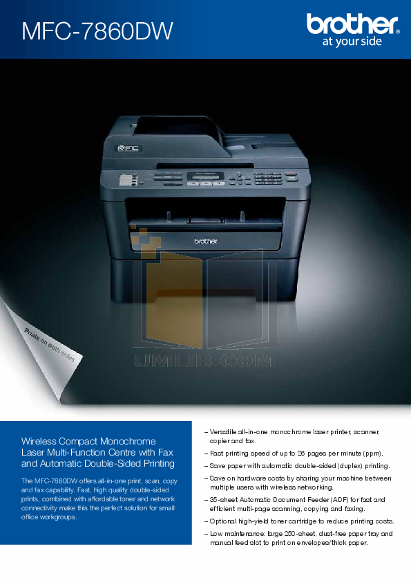 Download free pdf for Brother MFC-7860DW Multifunction Printer manual